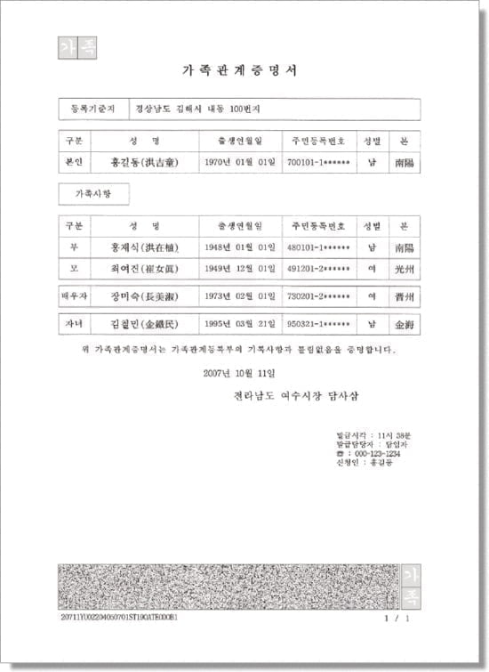 상속등기 준비서류 3 가족관계증명서