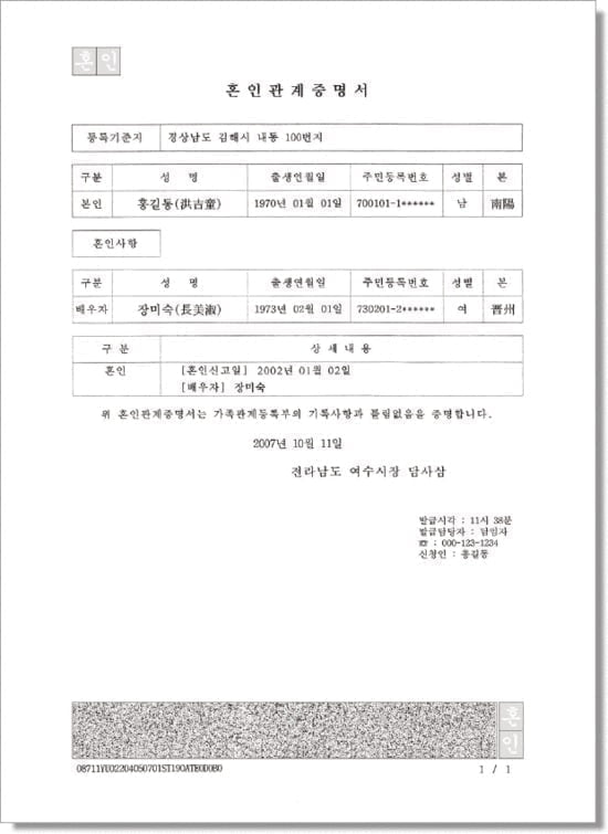 상속등기 준비서류 4 혼인관계증명서
