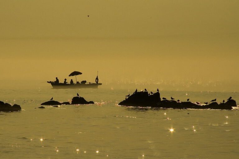 coast, island, fishing boat