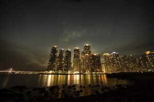 building, high rise building, beach